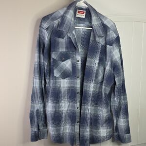 Wrangler Navy and White Plaid Shirt